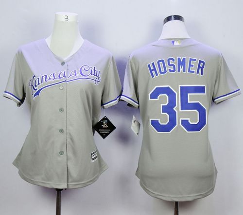 Royals #35 Eric Hosmer Grey Road Women's Stitched MLB Jersey
